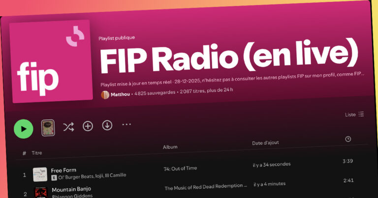 Il crée une playlist Spotify qui suit en temps réel la programmation de FIP